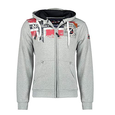 Geographical Norway Fespote Men - Hoodie men with hood zip pocket kangaroo man - Pullover sweatshirt warm long sleeve - Hoody men boys spring summer autumn winter (light grey M) on sale